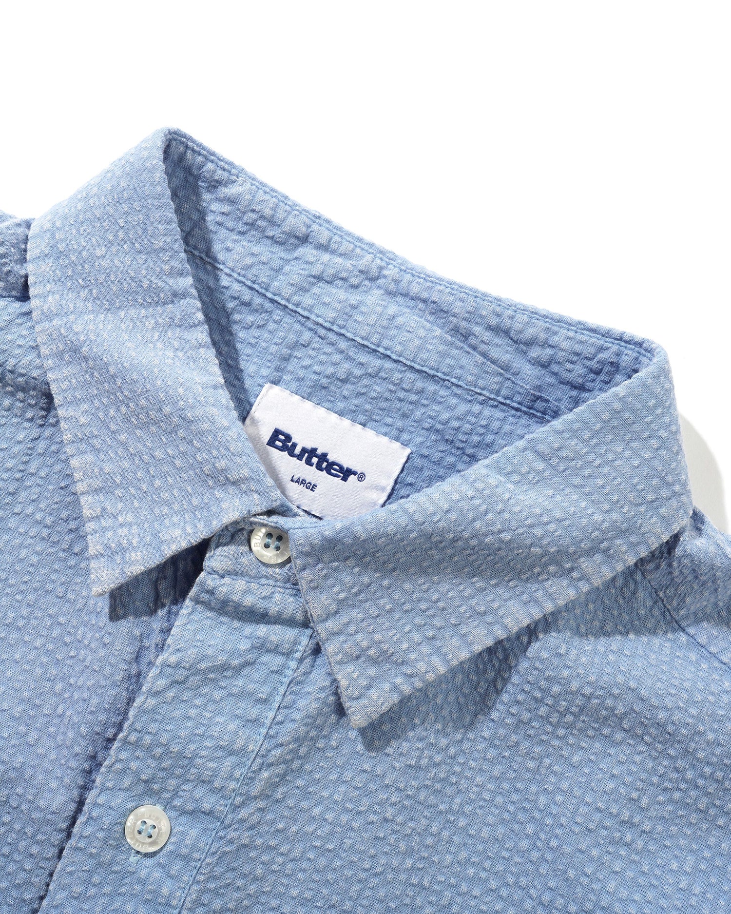 Overdye Seersucker S/S Shirt, Blue