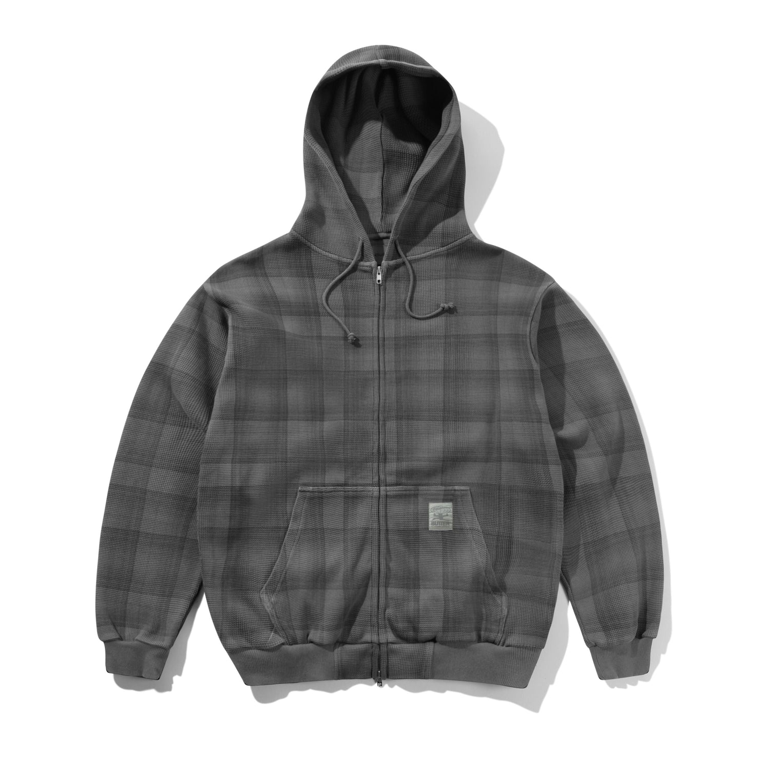 Waffle Zip-Thru Hood, Grey Plaid