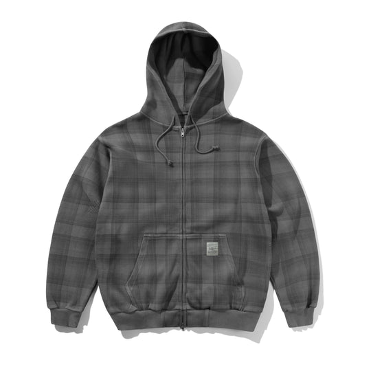 Waffle Zip-Thru Hood, Grey Plaid