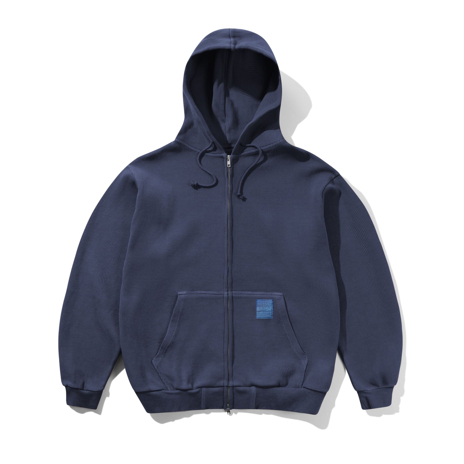 Waffle Zip-Thru Hood, Navy Overdye