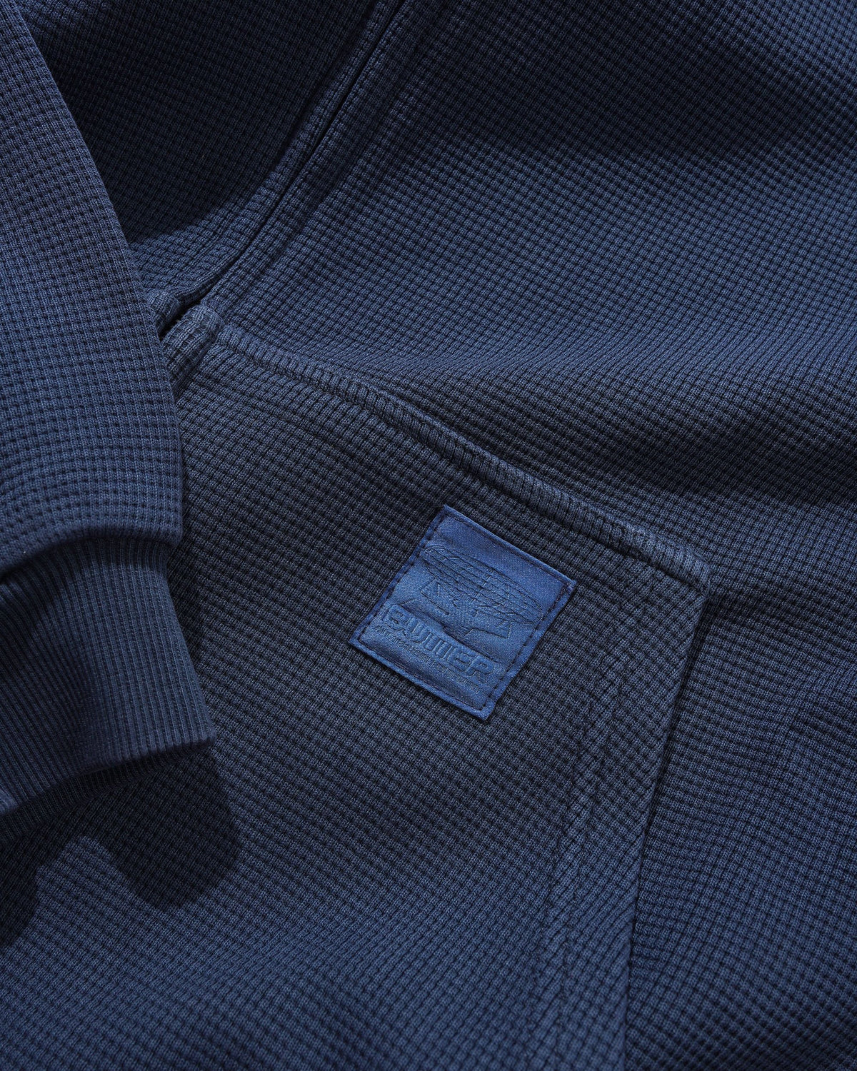 Waffle Zip-Thru Hood, Navy Overdye