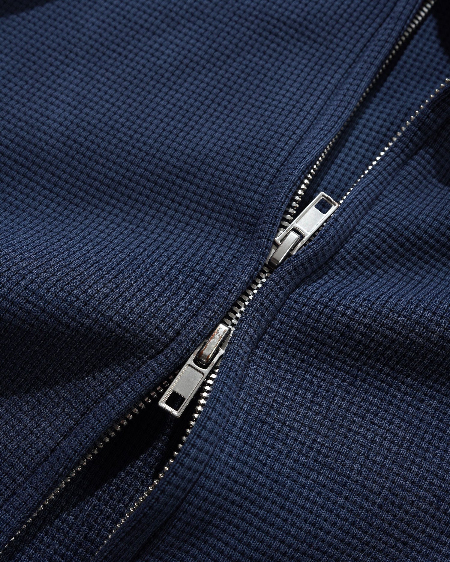 Waffle Zip-Thru Hood, Navy Overdye