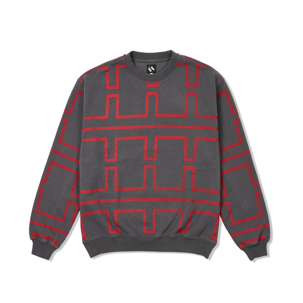 The Trilogy Tapes Over Dye Pulse Crewneck, Black / Red