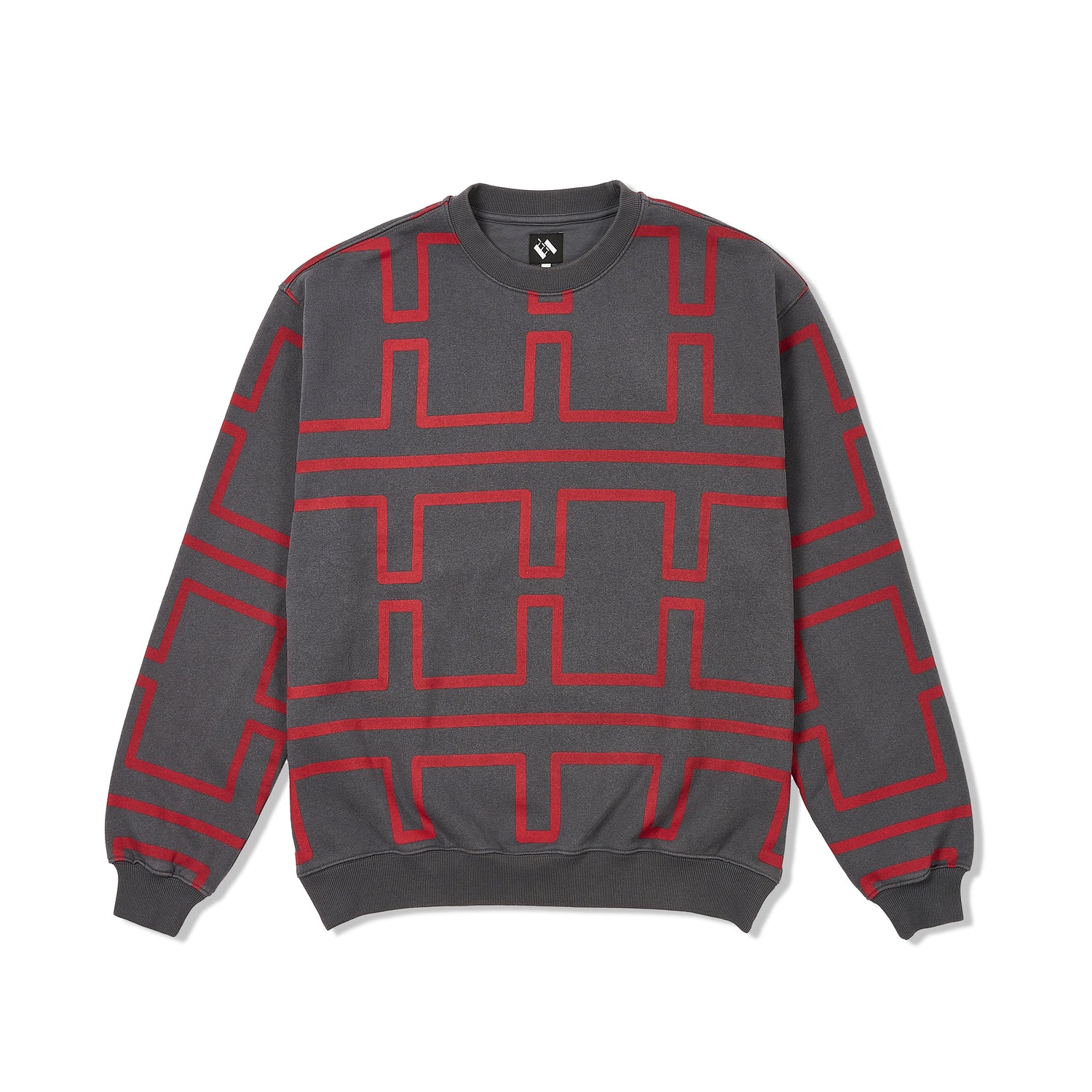 Over Dye Pulse Crewneck, Black / Red