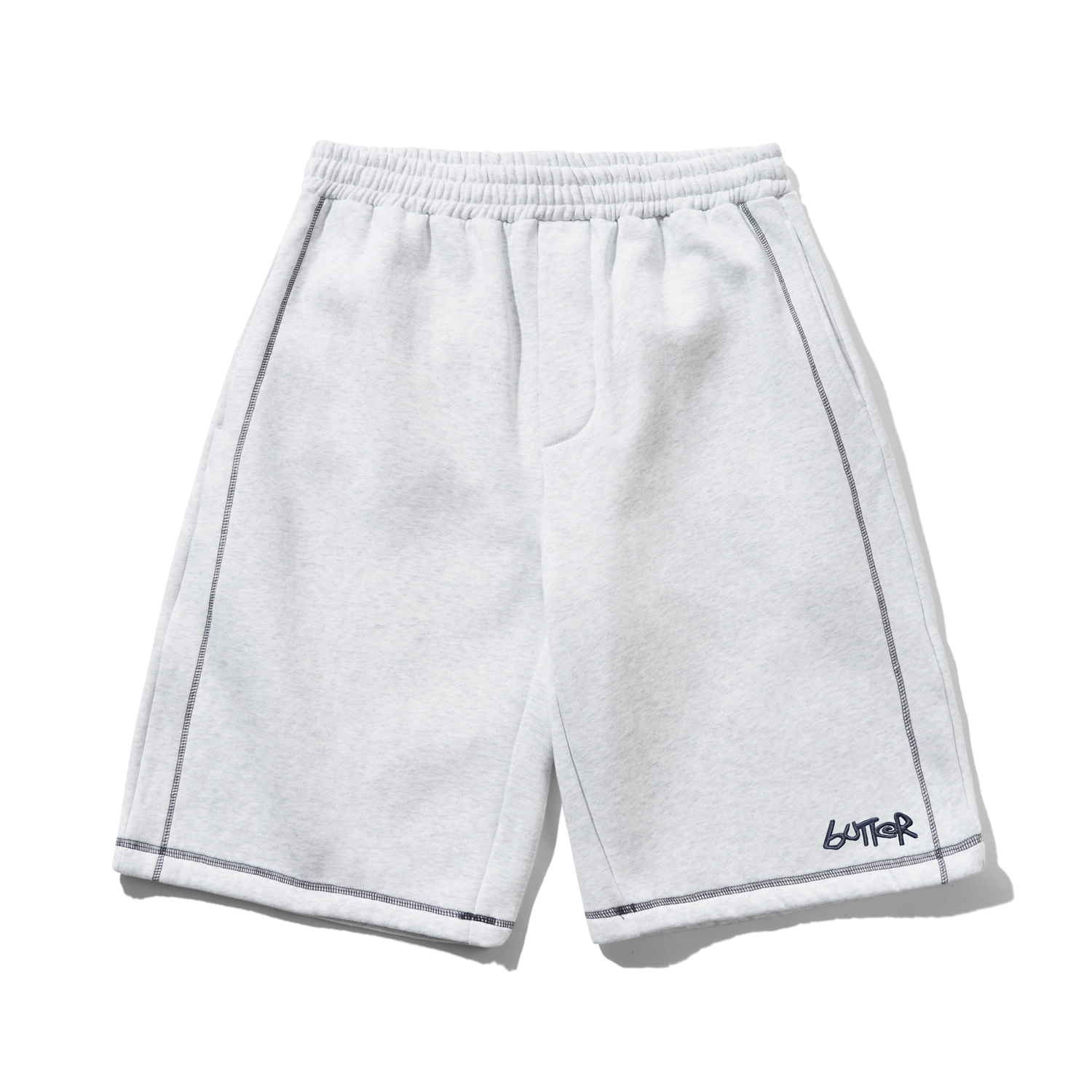 Overlock Stitch Fleece Shorts, Ash