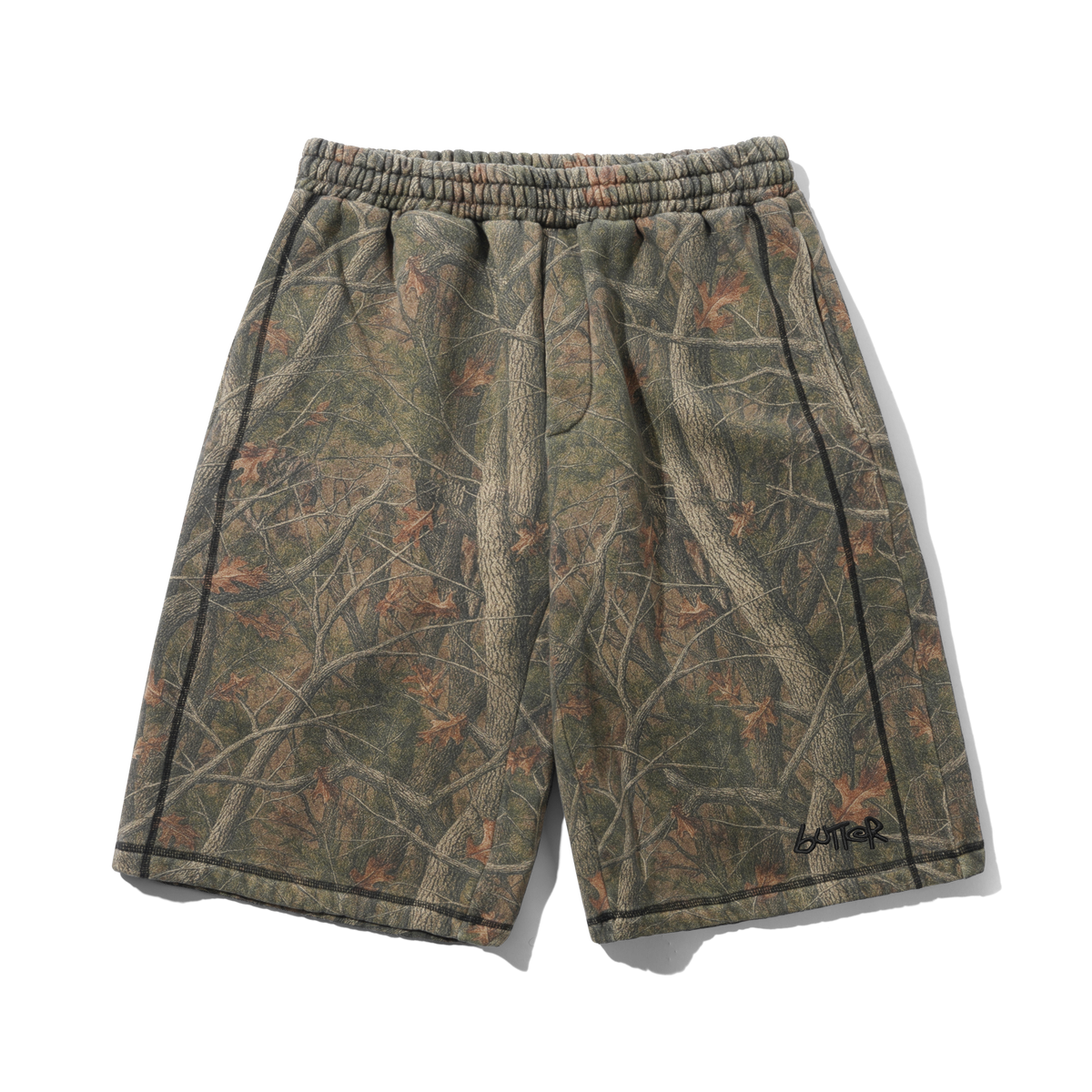 Overlock Stitch Fleece Shorts, Forest Camo