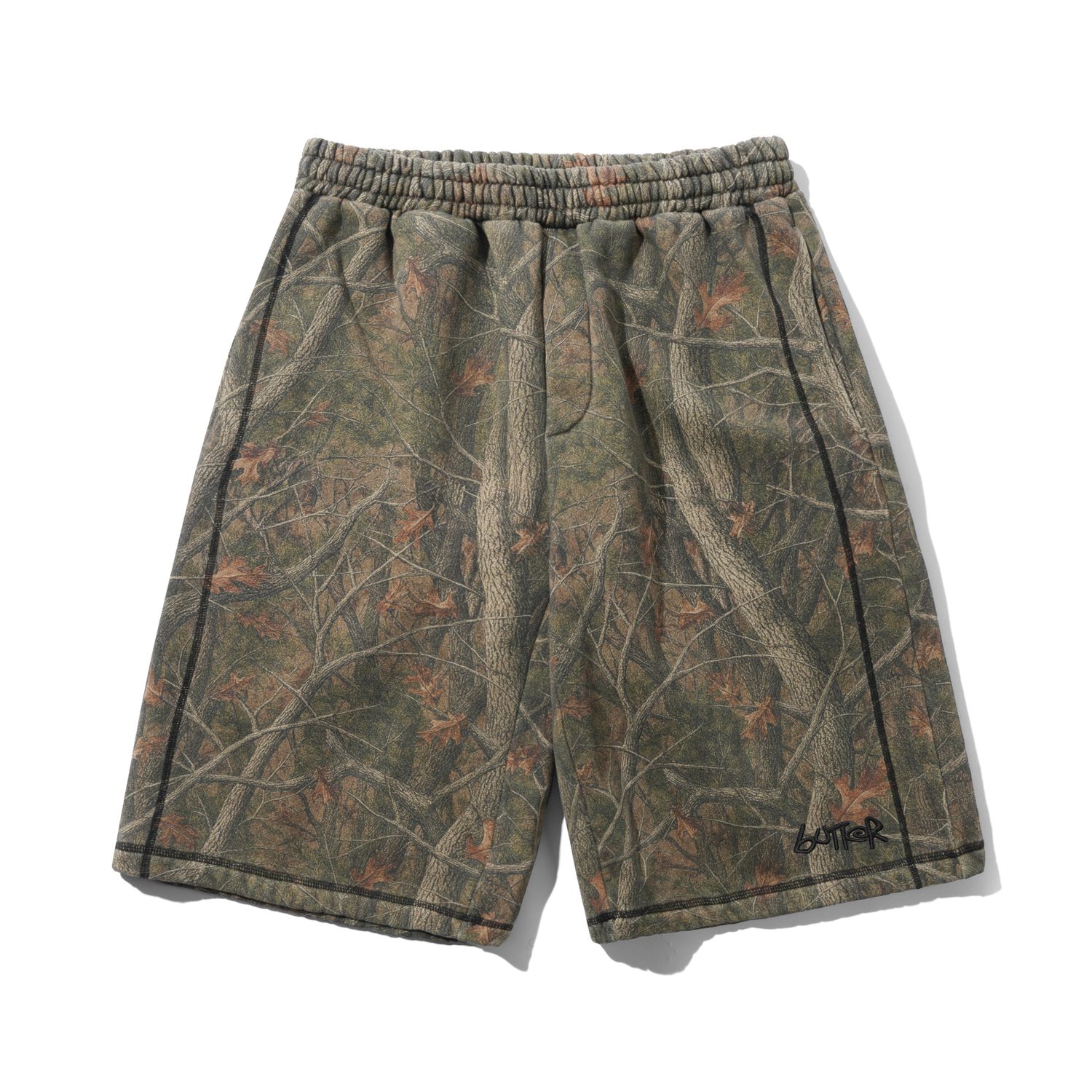 Overlock Stitch Fleece Shorts, Forest Camo