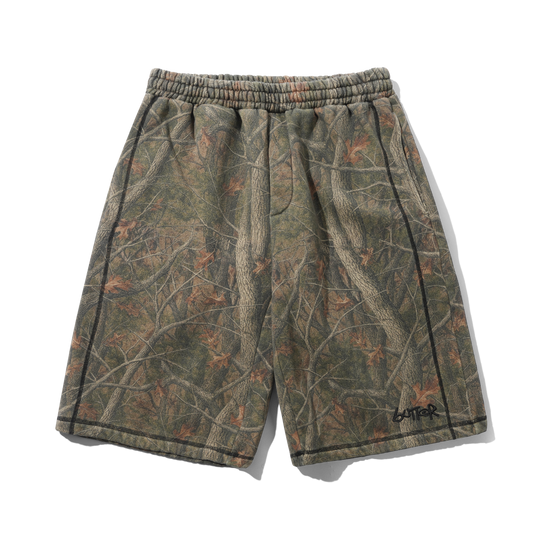 Overlock Stitch Fleece Shorts, Forest Camo