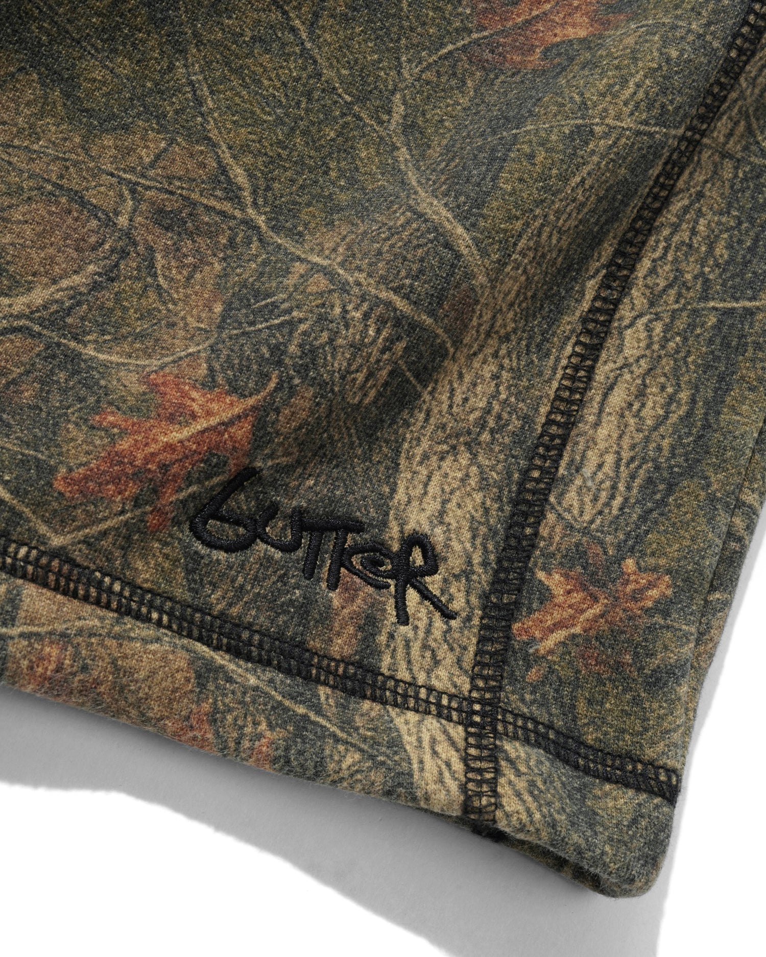 Overlock Stitch Fleece Shorts, Forest Camo