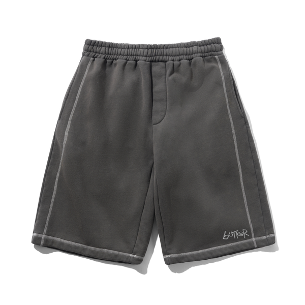 Butter Goods Overlock Stitch Fleece Shorts, Washed Black