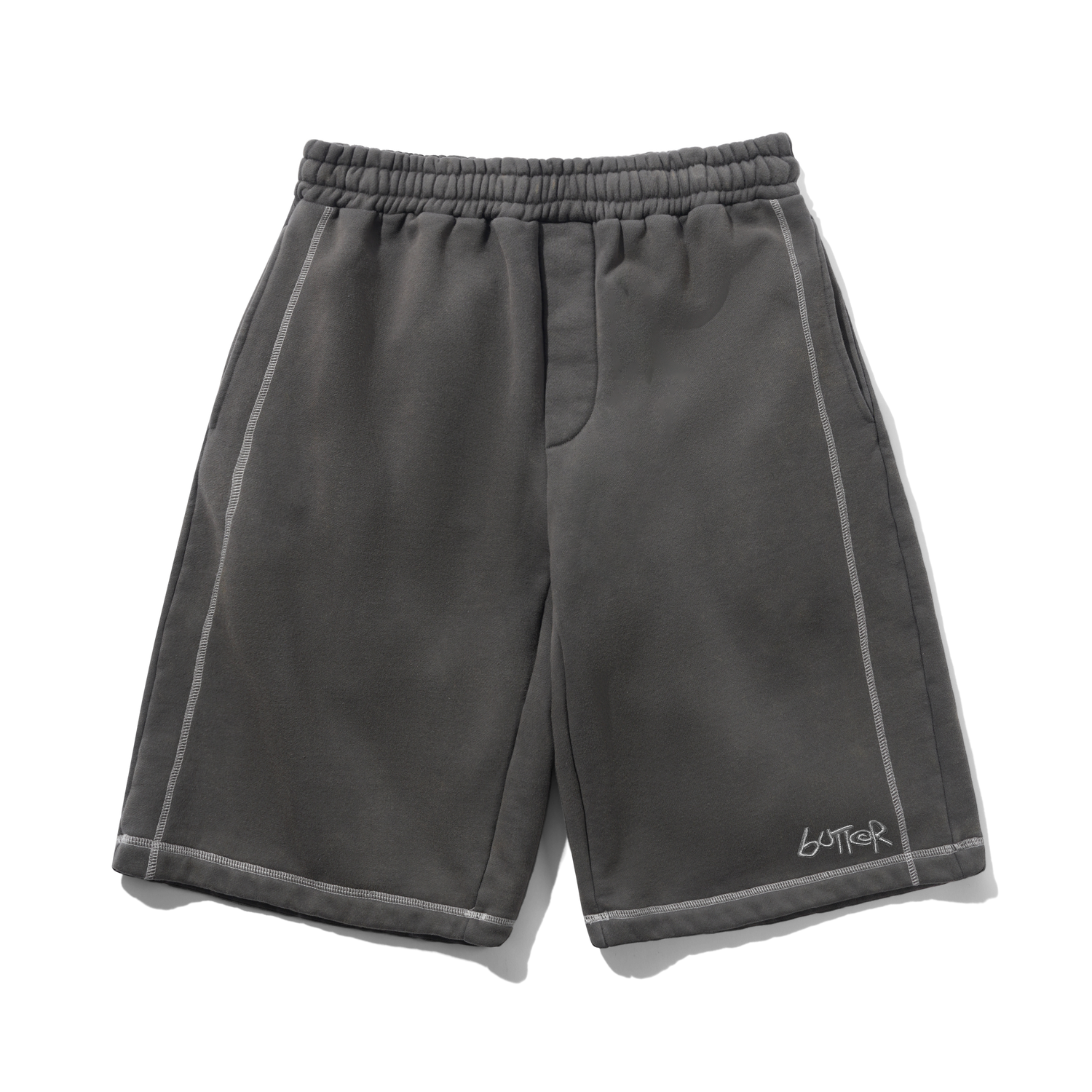 Overlock Stitch Fleece Shorts, Washed Black