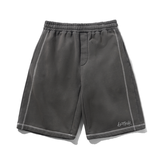 Overlock Stitch Fleece Shorts, Washed Black