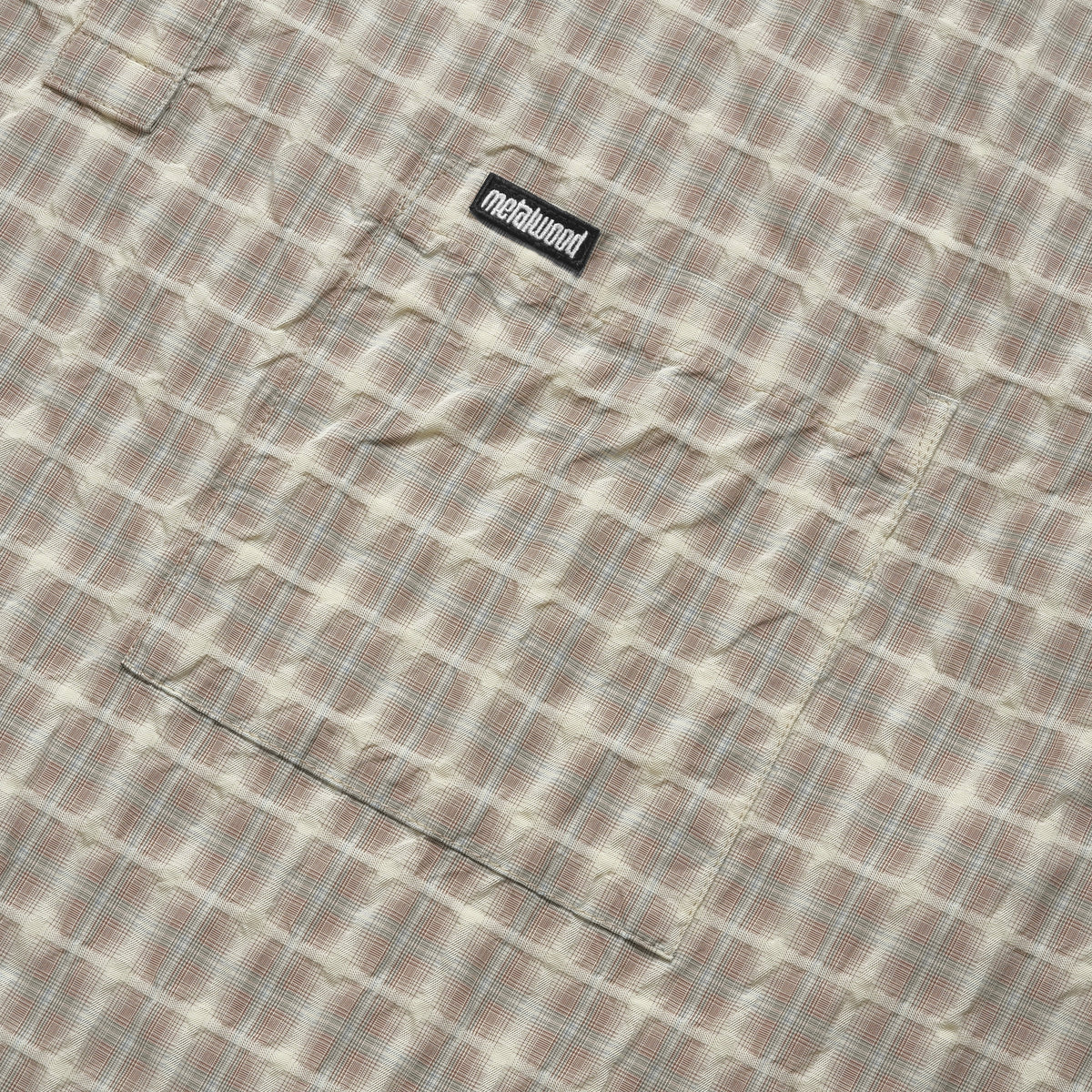 Oversized Snap Top Polo, Tan Plaid