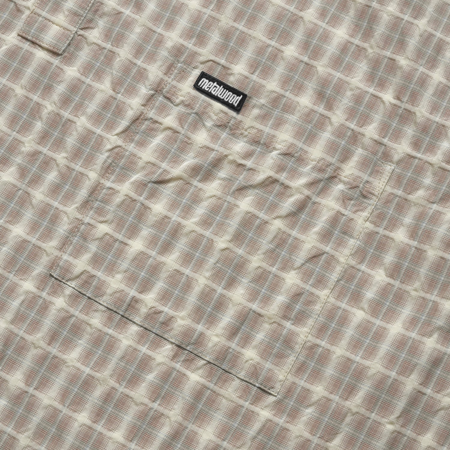 Oversized Snap Top Polo, Tan Plaid