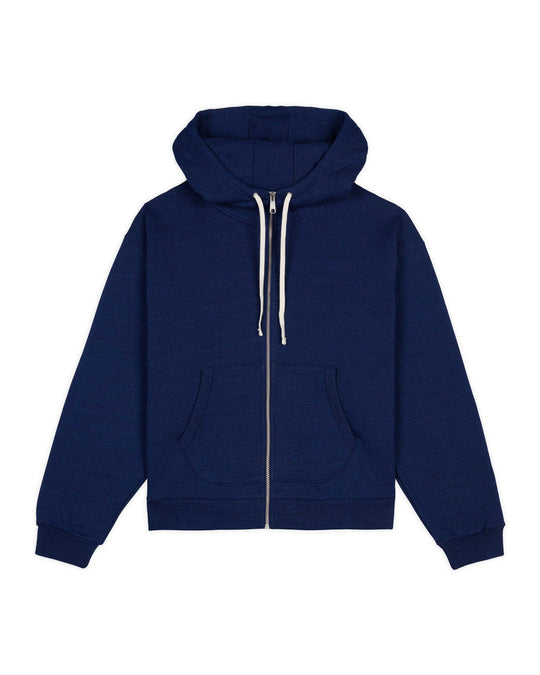 Padded Elbow Zip-Up Hood, Indigo