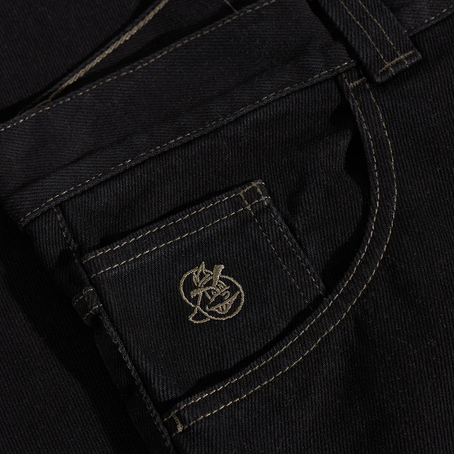 93! Jeans Contrast Stitching, Black / Dark Olive