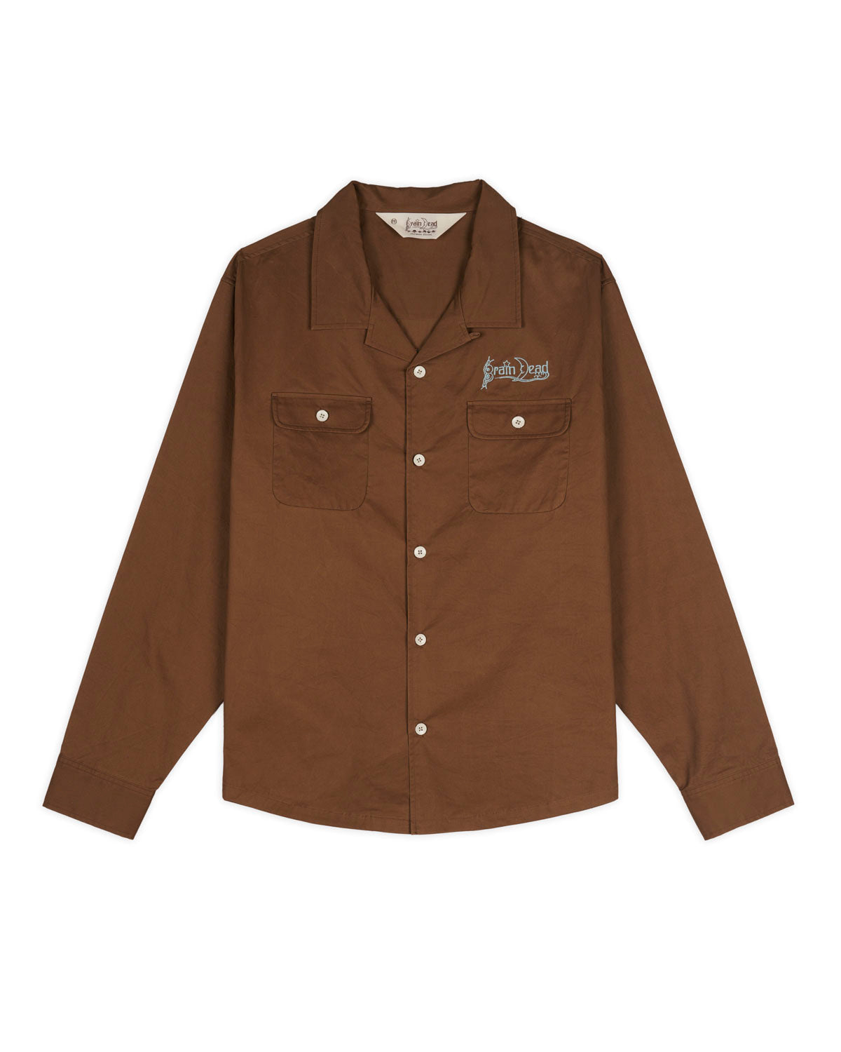 Poplin Camp Collar Shirt, Chocolate