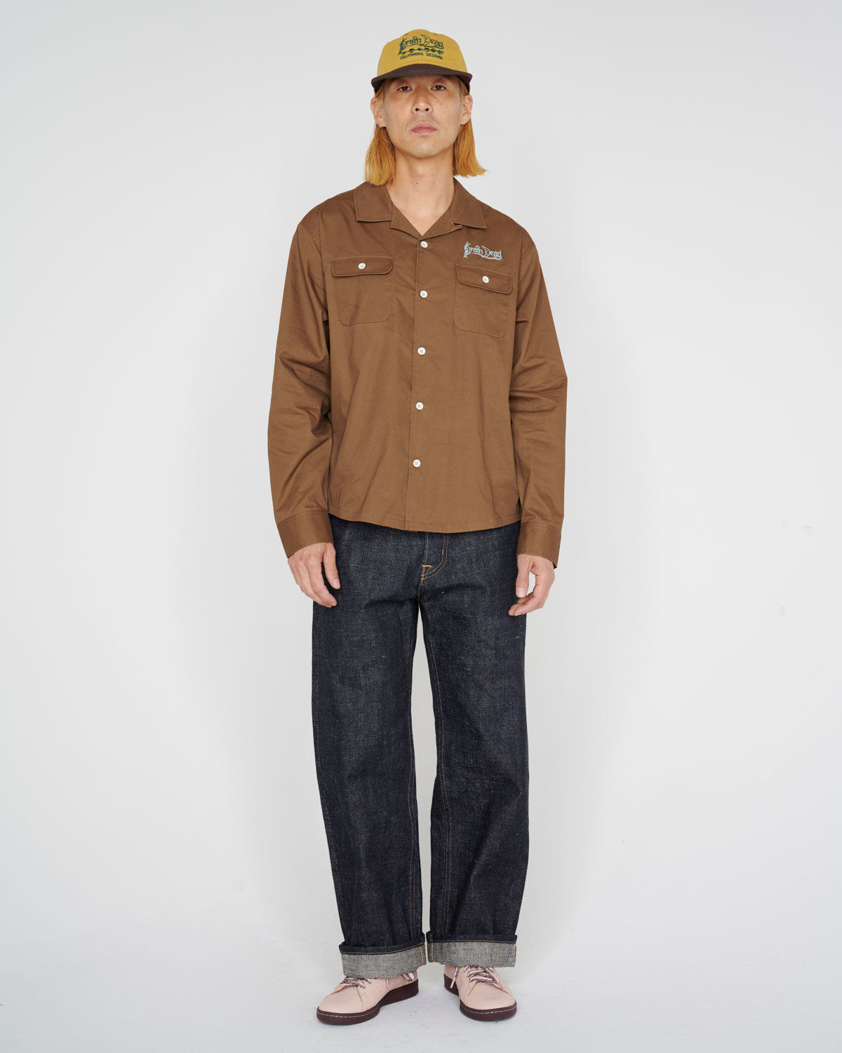 Poplin Camp Collar Shirt, Chocolate