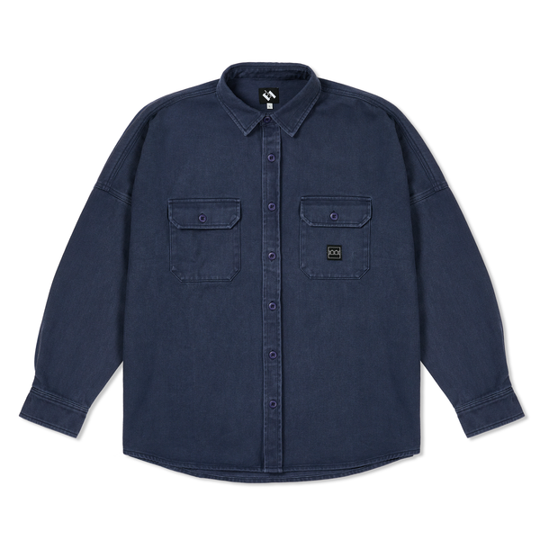 The Trilogy Tapes TTT Washed Overshirt, Dark Ink