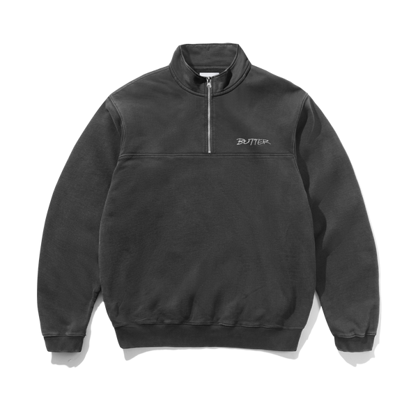 Butter Goods Panel 1/4 Zip Sweater, Washed Black