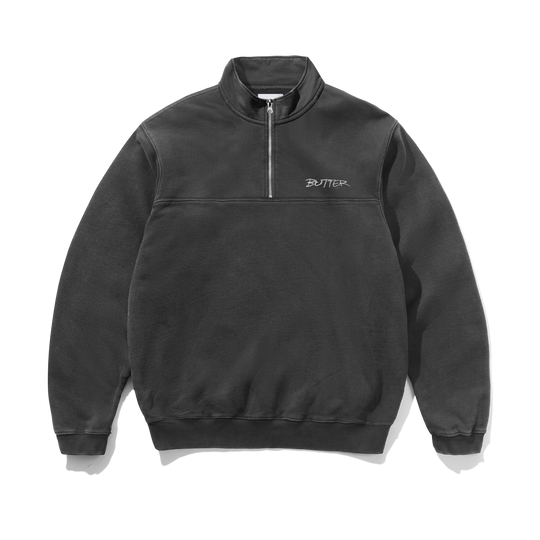 Panel 1/4 Zip Sweater, Washed Black