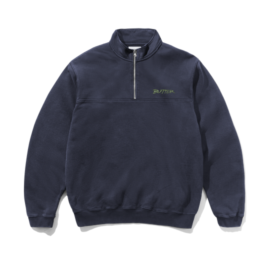 Panel 1/4 Zip Sweater, Washed Navy