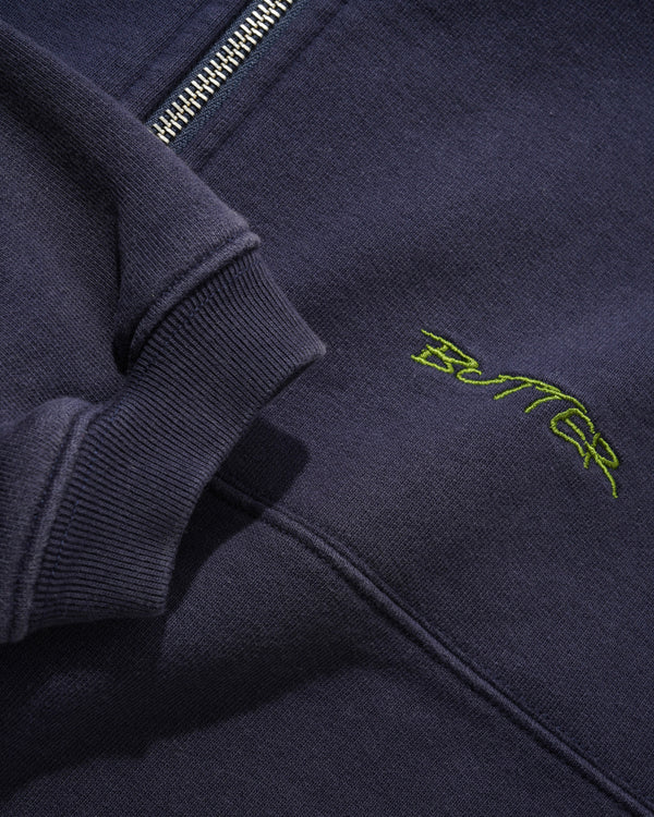 Butter Goods Panel 1/4 Zip Sweater, Washed Navy