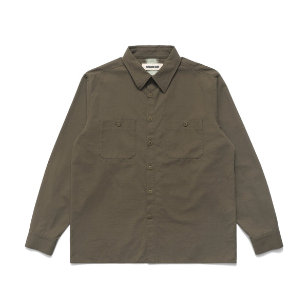 Metalwood Paneled Work Shirt, Olive