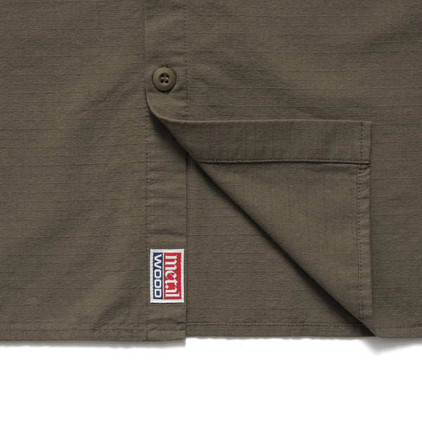 Metalwood Paneled Work Shirt, Olive