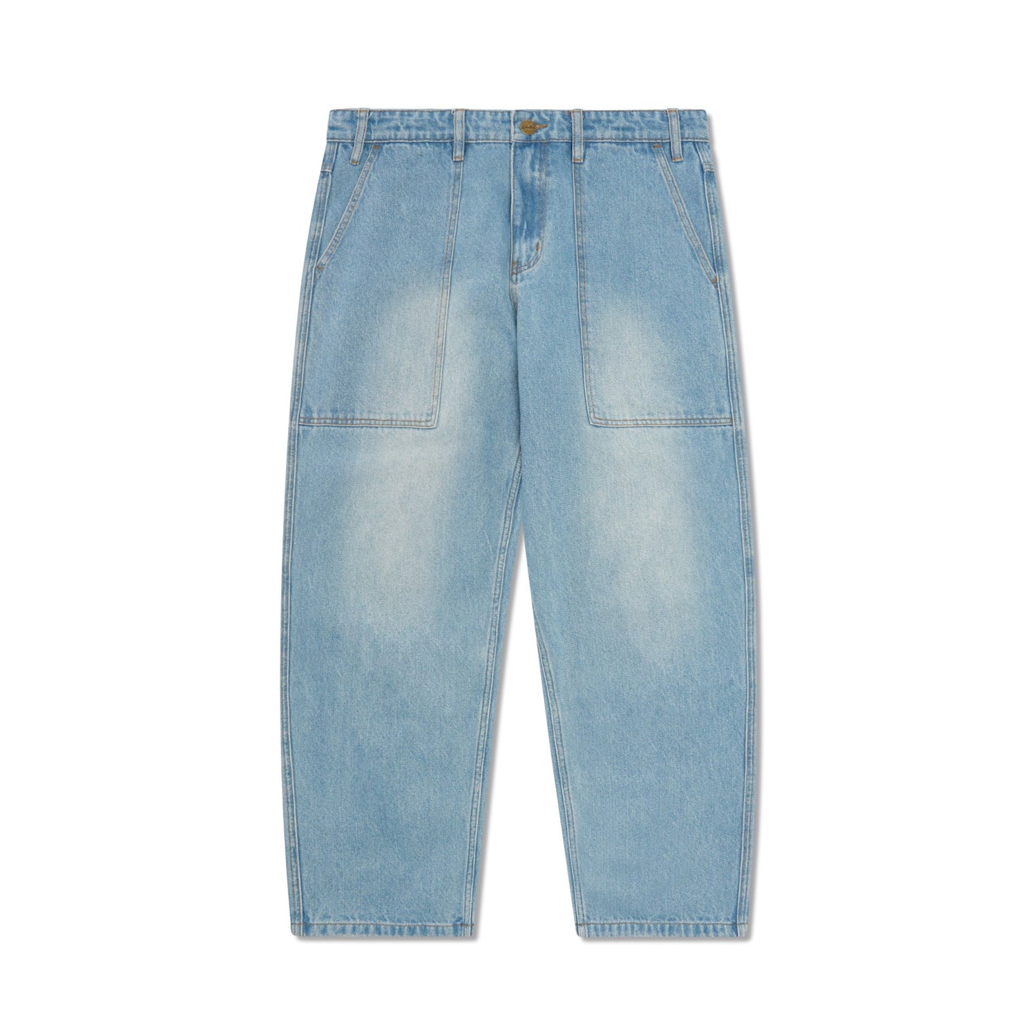 Patch Pocket Denim Jeans, Faded Blue