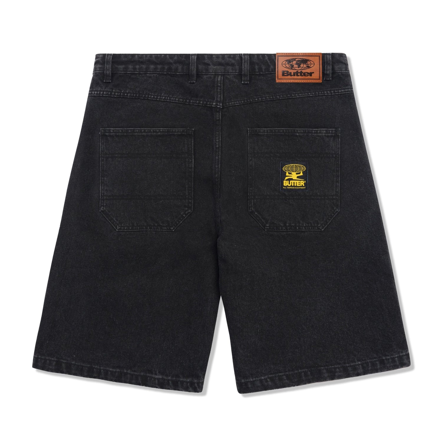 Patch Pocket Denim Shorts, Faded Black