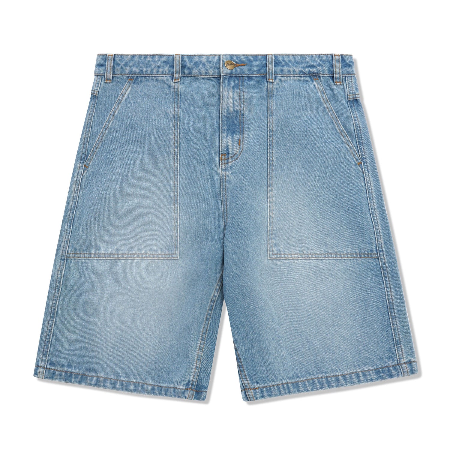 Patch Pocket Denim Shorts, Faded Blue