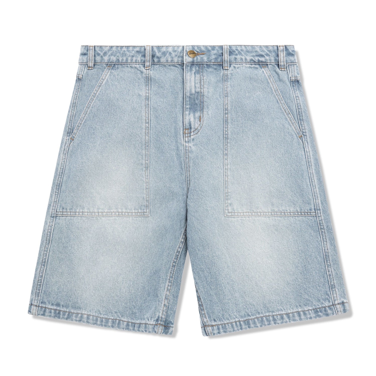 Patch Pocket Denim Shorts, Faded Light Blue