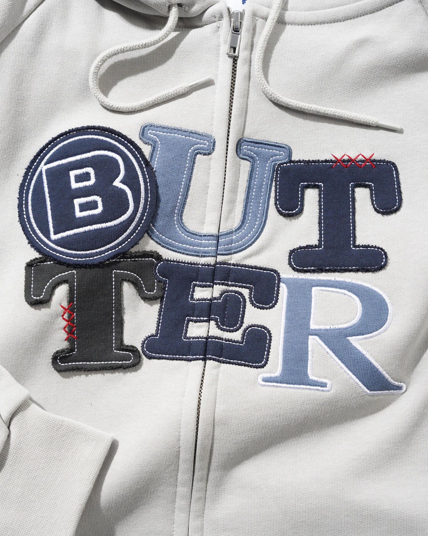 Patchwork Zip-Thru Hood, Cement