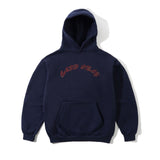 Plaid Applique Logo Pullover Hood, Navy