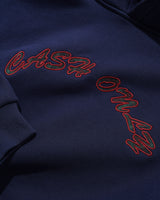 Plaid Applique Logo Pullover Hood, Navy