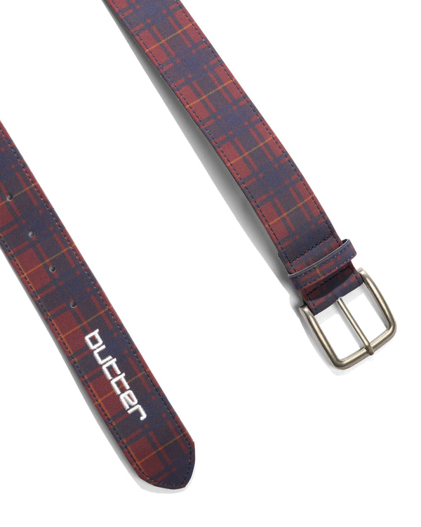 Butter Goods Plaid Belt, Maroon