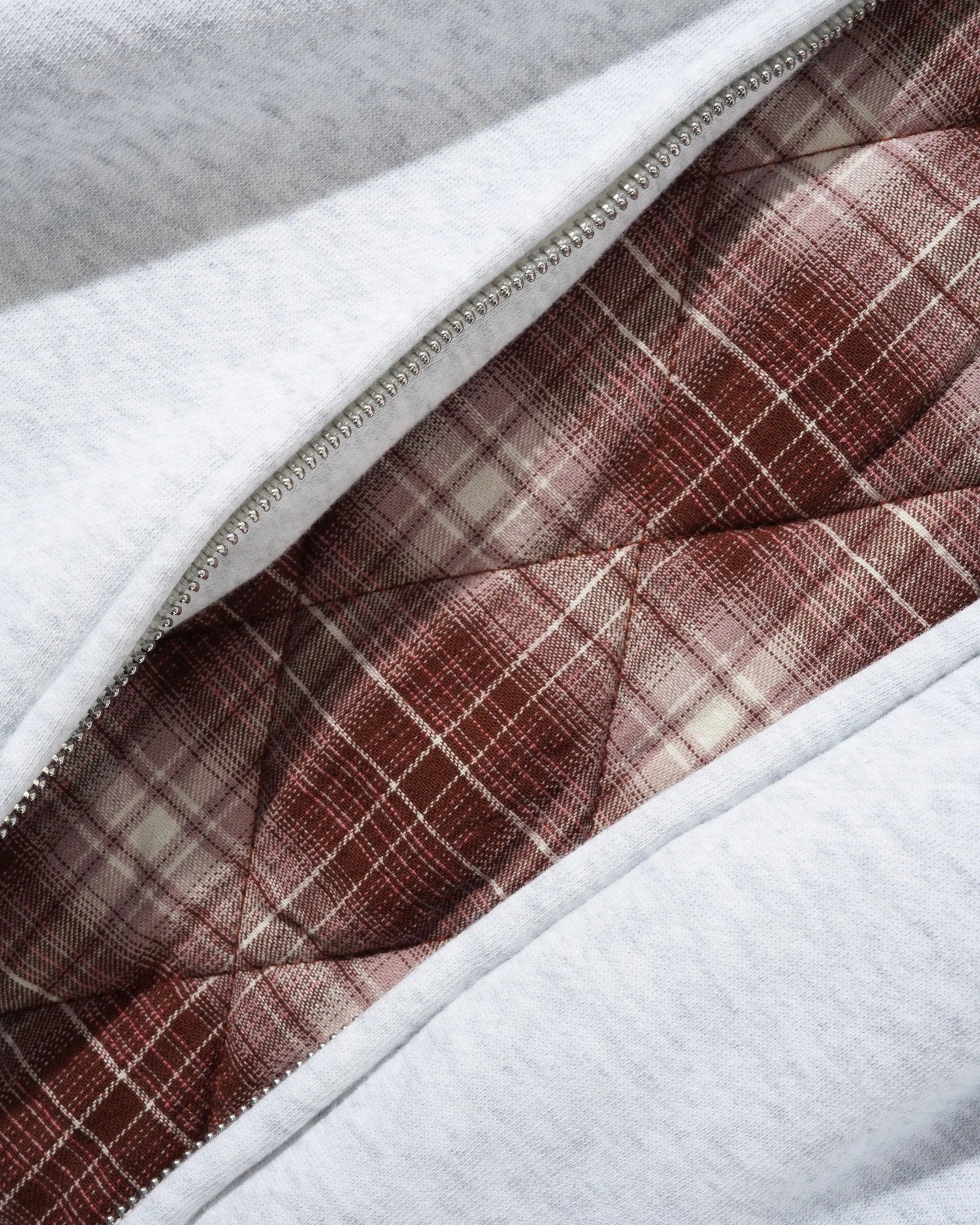 Plaid Lined Zip-Thru Hood, Ash