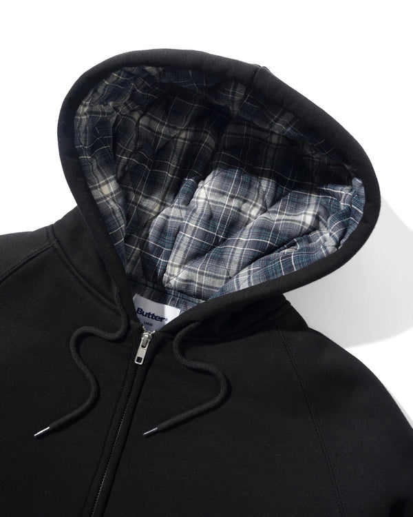 Butter Goods Plaid Lined Zip-Thru Hood, Black