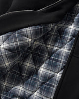 Plaid Lined Zip-Thru Hood, Black