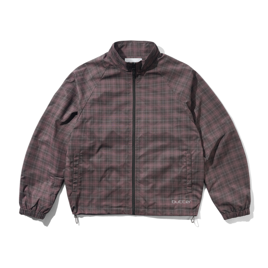 Plaid Nylon Jacket, Burgundy