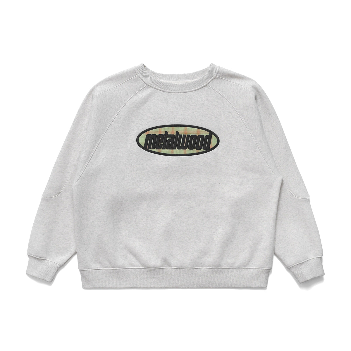 Plaid Oval Raglan Crewneck Sweatshirt, heather grey