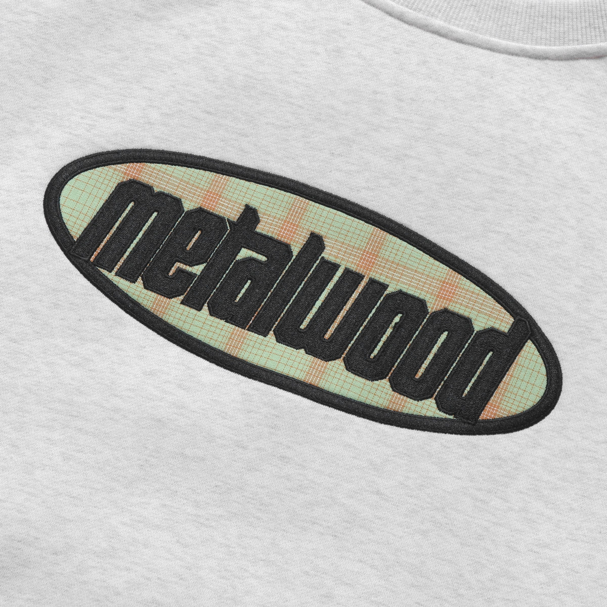 Plaid Oval Raglan Crewneck Sweatshirt, heather grey