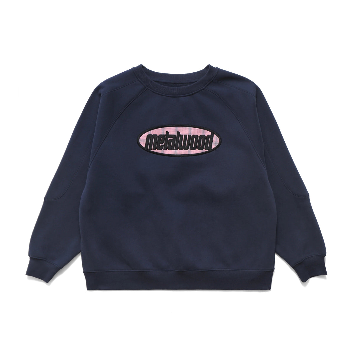 Plaid Oval Raglan Crewneck Sweatshirt, Navy