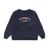 Plaid Oval Raglan Crewneck Sweatshirt, Navy