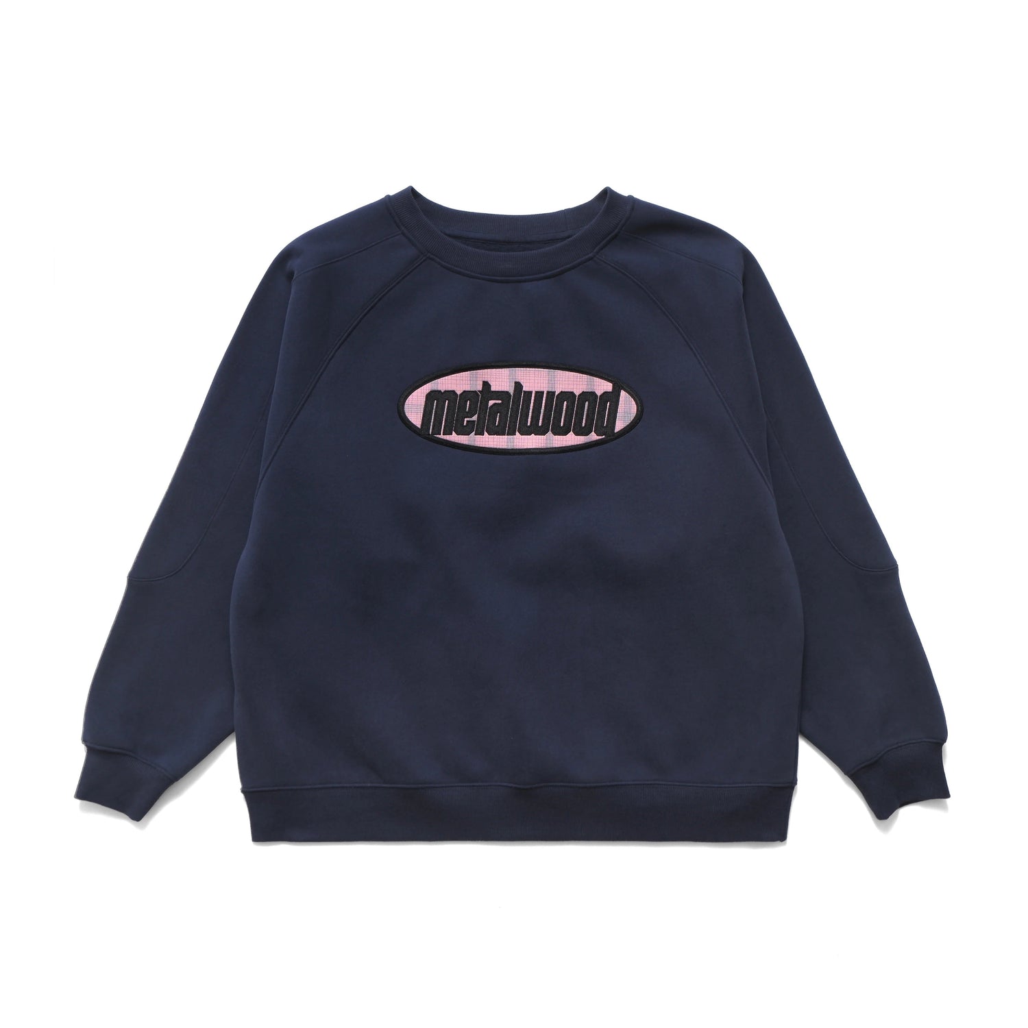 Plaid Oval Raglan Crewneck Sweatshirt, Navy