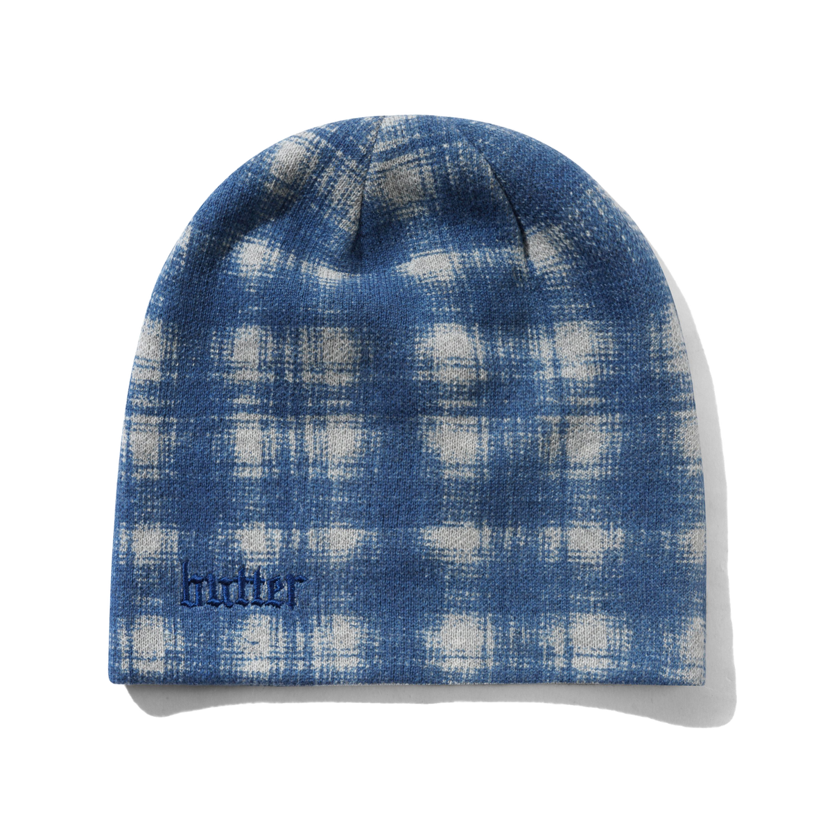 Plaid Skully Beanie, Blue / Grey