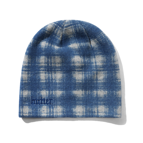 Butter Goods Plaid Skully Beanie, Blue / Grey