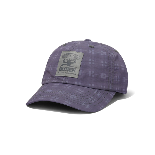 Butter Goods Plaid Terrain 6 Panel Cap, Slate