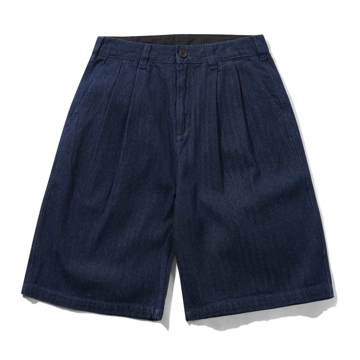 Pleated Shorts, Herringbone Denim